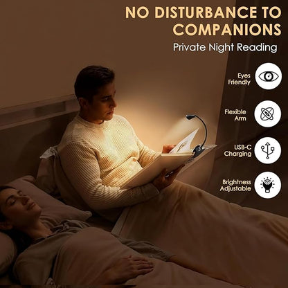 Plastic Mini Clip Reading LED Study Lamp with Special Folding Feature for Students, Clip-On Reading Light, USB Rechargeable, 3 Modes, Eye-Caring Night Light (Black)