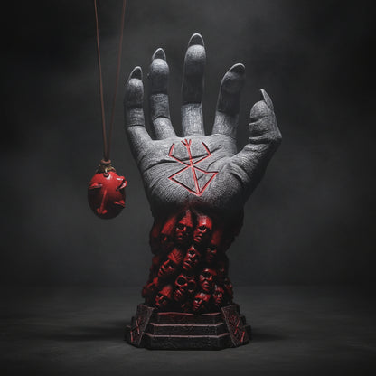 The "Hand of God" Berserk with Behelit Egg King Necklace Sculpture Desk Decor Figure