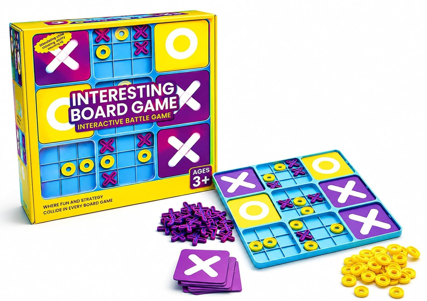 Classic Tic Tac Toe Board Game Mini and Large X's and O's Exciting Board Game for Kids and Family