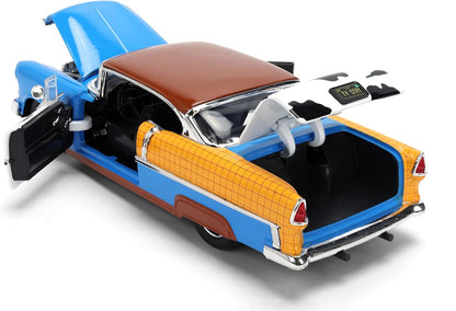 Toy Story Woody 1955 Chevrolet Bel Air Die-Cast Car with Figure 1:24 Scale – Hollywood Rides Collectible Toys