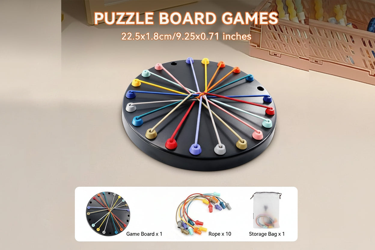Untangling Twisted Rope Puzzle Game, Interactive Puzzle Board Game with 10 Elastic Ropes, Brain Boosting Family Game for Ages 3+
