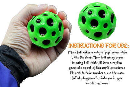 Moon Bouncing Ball, Soft Rubber Bounce Ball For Kids Teens Outdoor Sports Toy Gift