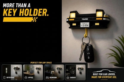 Retro Car Key Holder Wall Mount with LED Lights | Key Hanger for Wall Home Entrance | Car Lover Gift