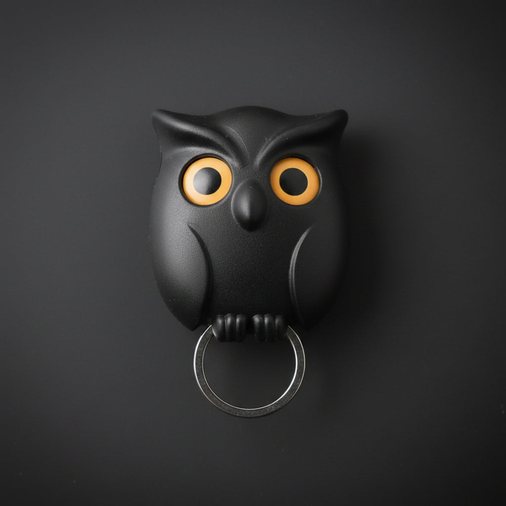 Cute Owl Magnetic Key Holder, Automatic Open Close Eyes Creative Key Hanger Holder