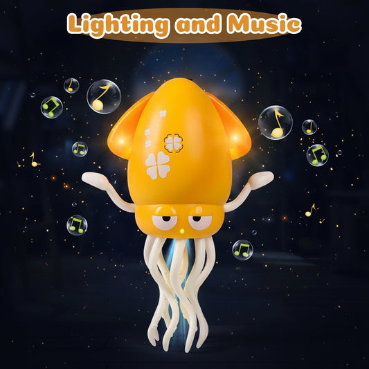 Dancing Octopus Electric Toy with Led Light and Music Playful Automatic Evasion Crawling Dancing Octopus with Fishing Rod Smart Tentacle Explorer Dancing Squid Toy Baby Toys