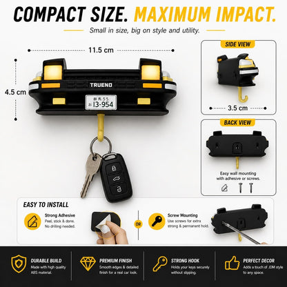 Retro Car Key Holder Wall Mount with LED Lights | Key Hanger for Wall Home Entrance | Car Lover Gift
