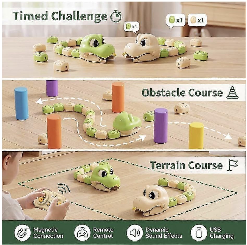 Magnetic Snake Game Toy with Remote Control, Interactive Growing Snake Toy with Sound & Light for Kids