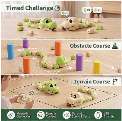 Magnetic Snake Game Toy with Remote Control, Interactive Growing Snake Toy with Sound & Light for Kids