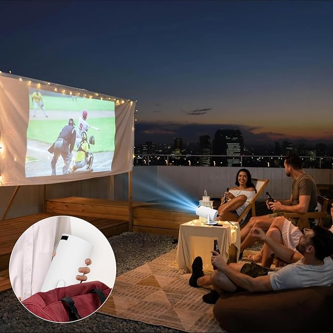 Portable Mini Projector, 4K 1080P Full HD Projector, Support Video Projector, WiFi 5G BT 5.0, Cinema Projector 180° Can Be Rotated, Android 11, Compatible with TV Stick/Windows/iOS/Android for Kids and Adults.