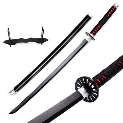 New Demon Slayer Tanjiro Black Wooden Katana 42 cm with stand