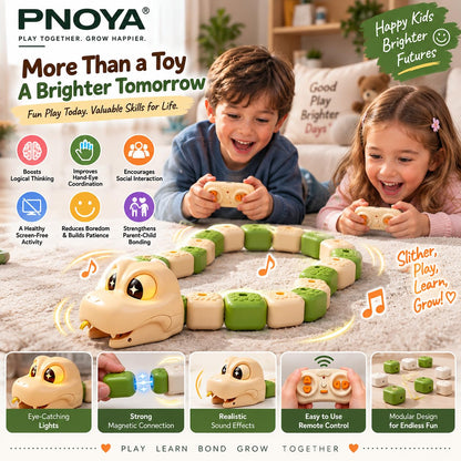 Magnetic Snake Game Toy with Remote Control, Interactive Growing Snake Toy with Sound & Light for Kids