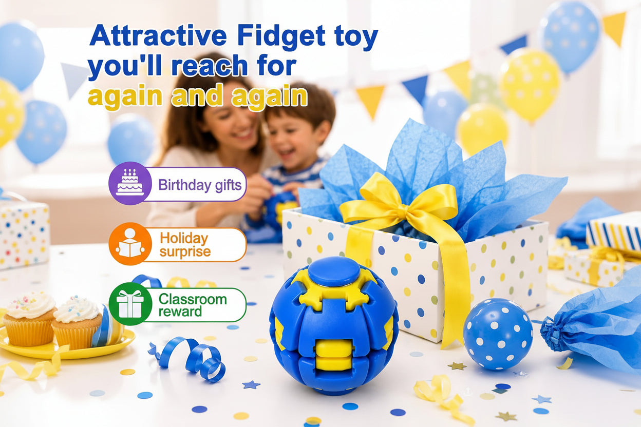 Press to Spin Fidget Ball, 360 Degree Rotating Spinner Portable Stress Relief Toy