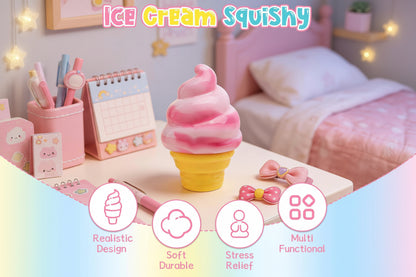 Ice Cream Squeeze Cone Squishy Toy Slow Rising Sensory Fidget Toy for Anxiety Relief