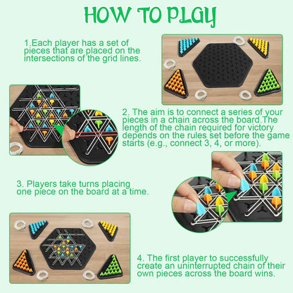 Chain Triangle Chess Game Triggle Rubber Band Game for Kids & Adults, Fun Family Board Game, Brain Teaser Puzzle, Interactive Chess Set for 2-4 Players
