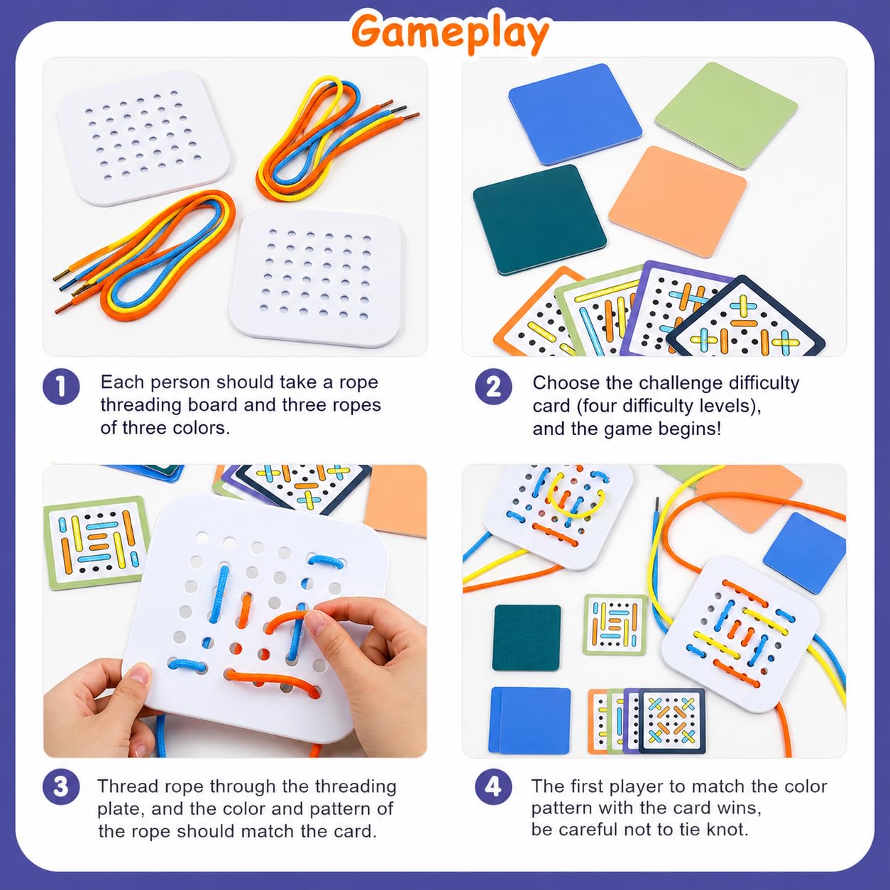 Sew Speed Threading Board Game Thread Matching Puzzle Game with Cards and Lacing Boards Skill Based Educational Board Game