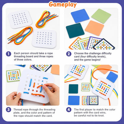Sew Speed Threading Board Game Thread Matching Puzzle Game with Cards and Lacing Boards Skill Based Educational Board Game