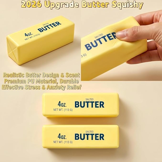 Butter Squishy Toy, Butter-Shaped Slow Rising Squishy Butter Stick for Anxiety Relaxation