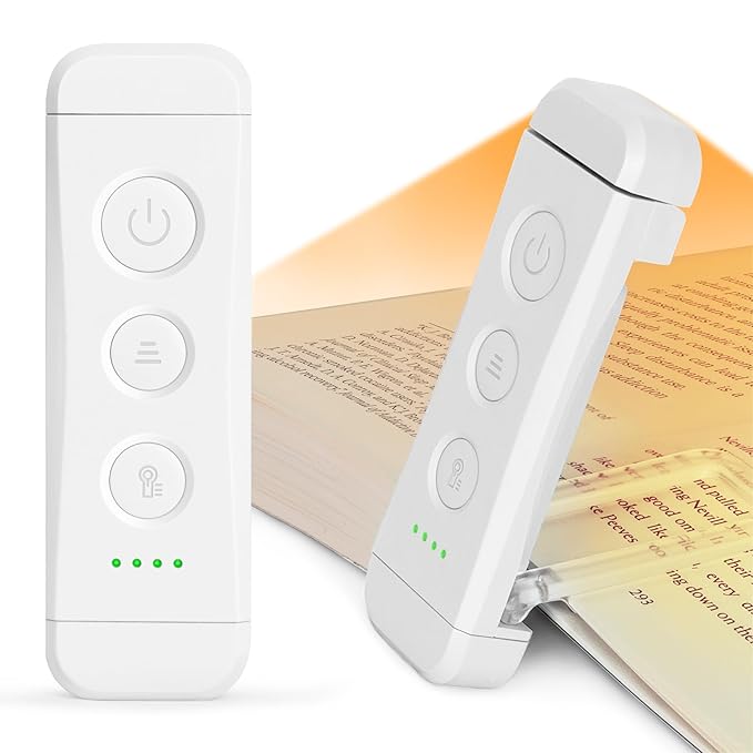Usb Rechargeable Book Light For Reading In Bed, Portable Clip-On Led Reading Light, 3 Amber Colors & 5 Brightness Dimmable, Compact & Long Lasting, Perfect For Book Lovers