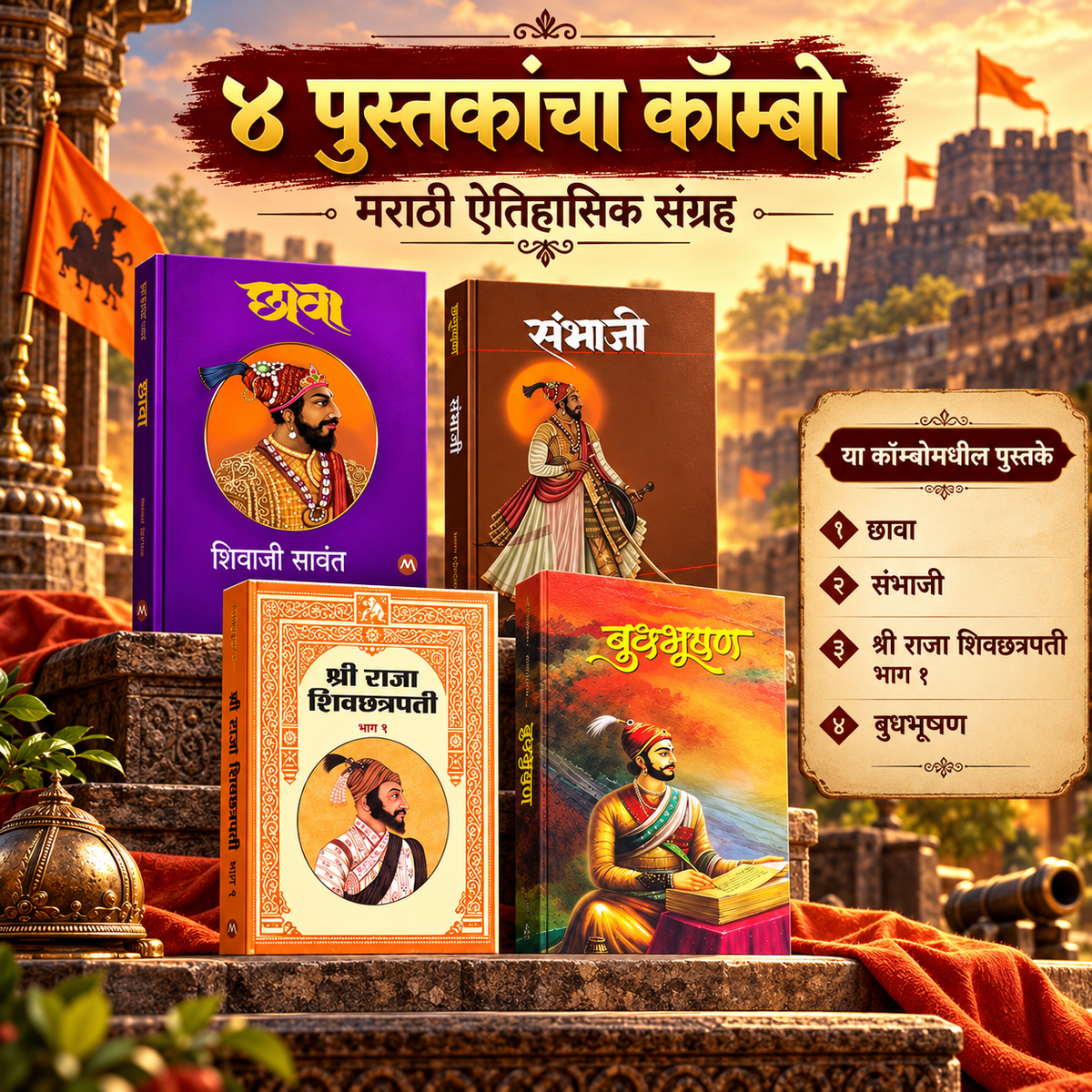 Marathi Historical Books Combo of 4 (Paperback)