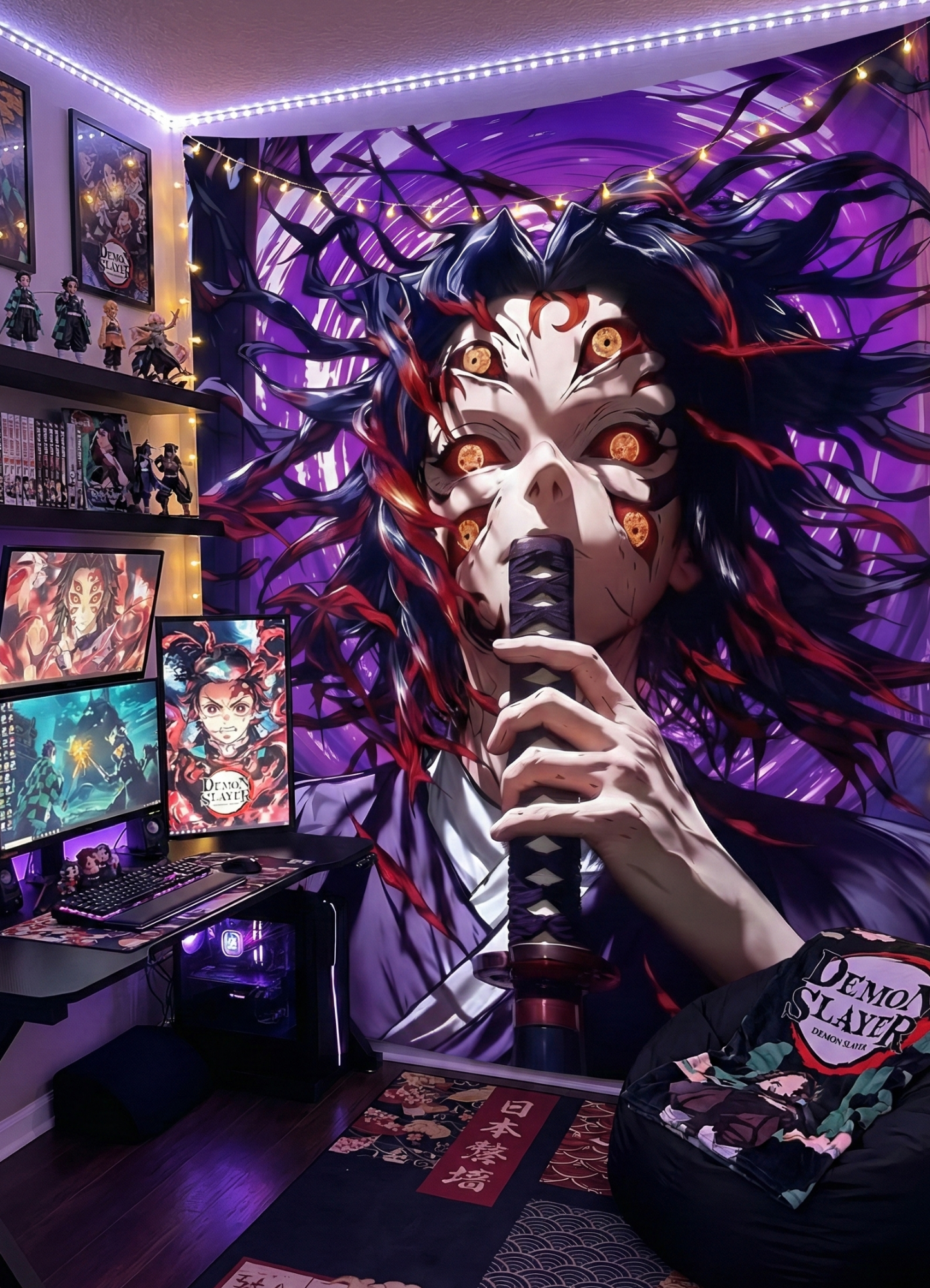 Jurojin Junction Kokushibo | Demon Slayer Tapestry for Home Bedroom Living Room (Multicolor)