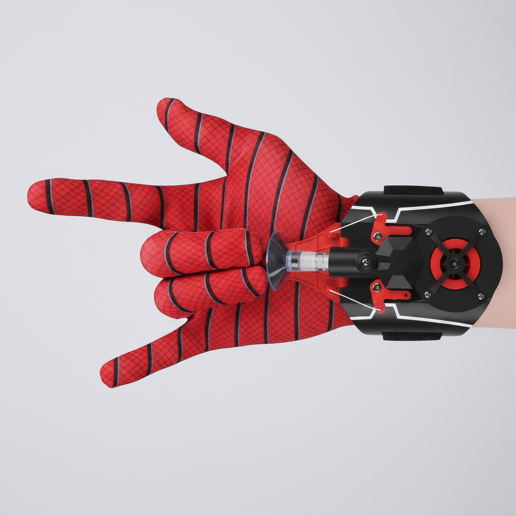Combat Kit : Spiderman Mask Jaw Motion Activated Blinking Eyes + Spiderman Web Shooter Launcher