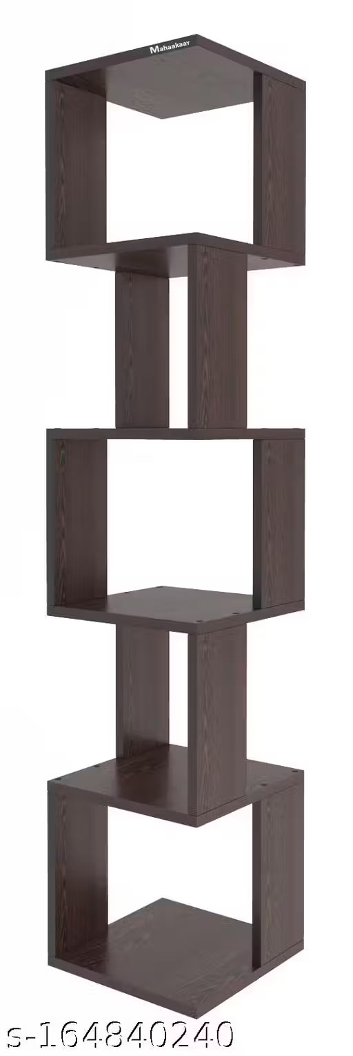 Wood Free Standing Corner Decorative Book Rack Shelf Wenge
