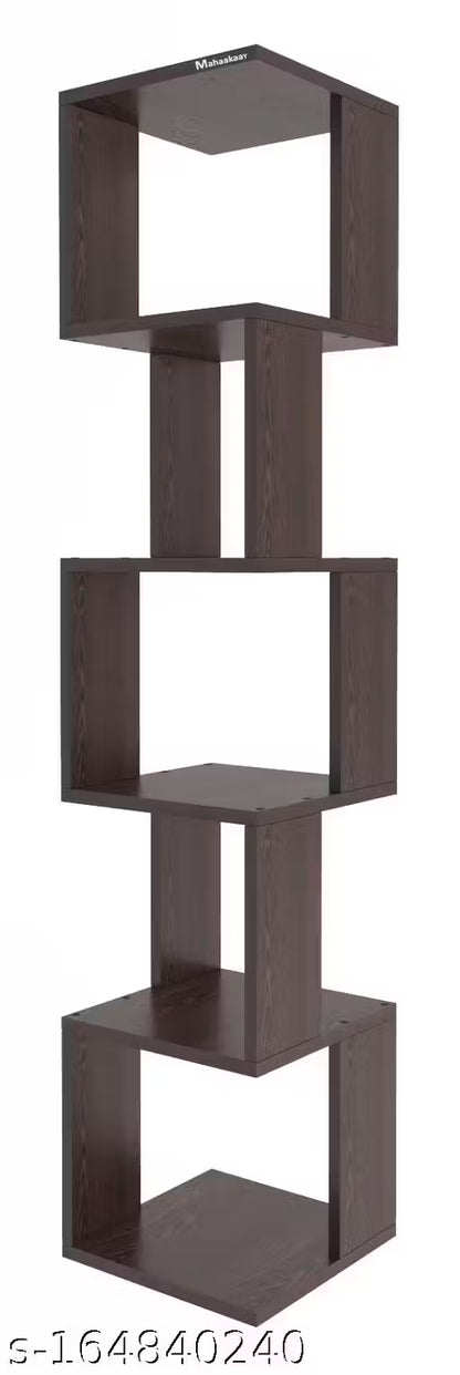 Wood Free Standing Corner Decorative Book Rack Shelf Wenge
