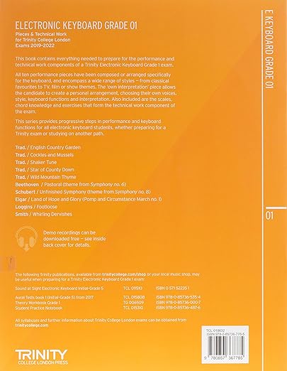 Trinity Electronic Keyboard Exam Pieces & Technical Work 2019-2022: Grade 1 By Trinity College London Press