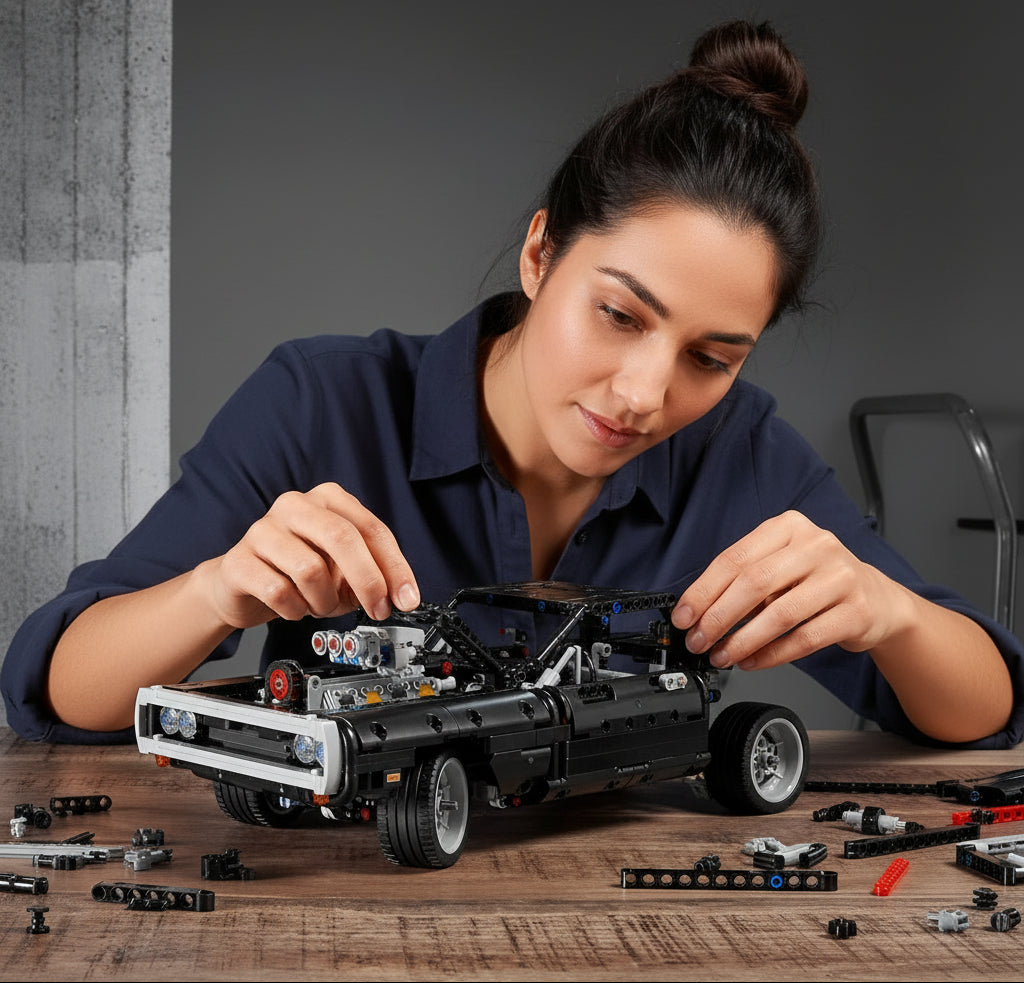 Technic Fast and Furious Dom's Dodge Racing Car Model Iconic Collector's Building Set for Kids