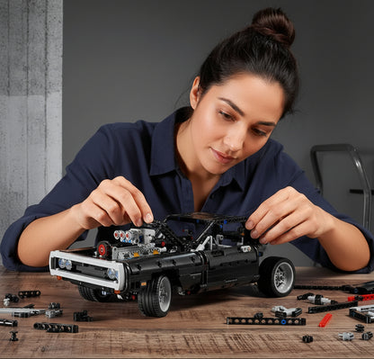 Technic Fast and Furious Dom's Dodge Racing Car Model Iconic Collector's Building Set for Kids