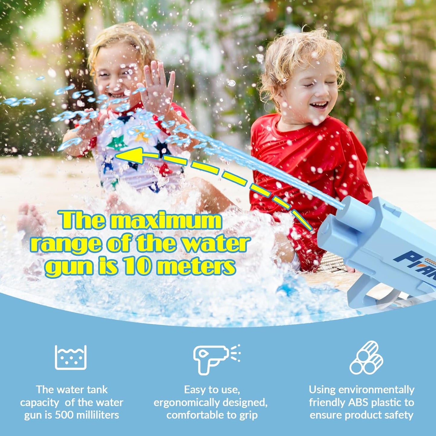 Prank Reverse Water Gun Two Way Front and Rear, Double Spray Squirt Gun Toy for Kids and Adults Ideal for Summer, Pool, Beach