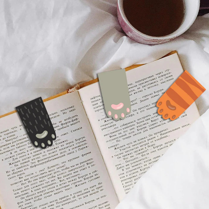 Cat Paw Magnetic Bookmarks - Assorted Cute Book Marks Set of 6