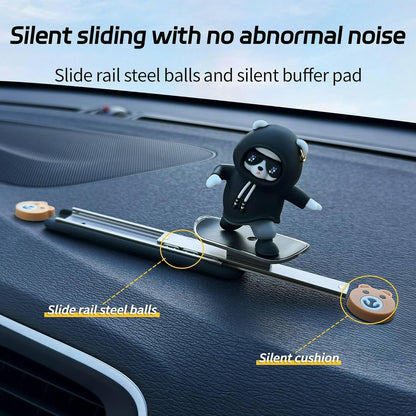 Skateboarding Cute Panda Auto Sliding Motion Decor, Cool Sliding Car Dashboard Figurines