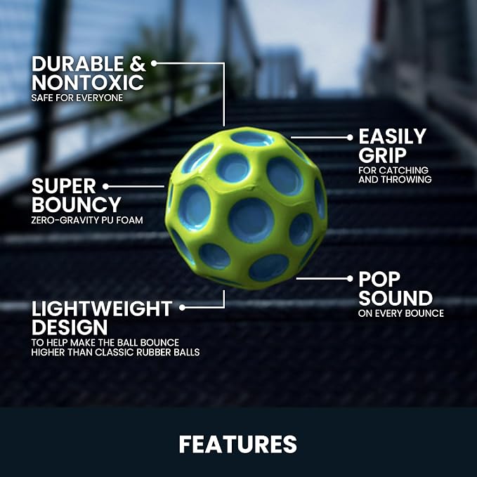 Moon Bouncing Ball, Soft Rubber Bounce Ball For Kids Teens Outdoor Sports Toy Gift