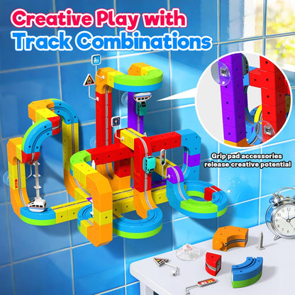 Magical Anti Gravity Racing Train Track Set 51 Pcs with Motorized Train & Flexible 3D Tracks | STEM Learning Toy for Kids 3+