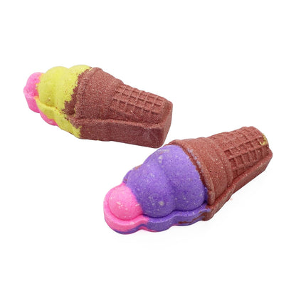 Ice Cream Cone Bath Bombs- 80 gm each (Pack of 4) - Natural Handcrafted Aromatic Fragrance - Perfect Bath Gift for Kids, Men & Women