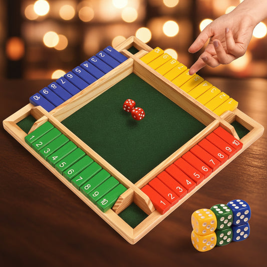 Wooden 8 Dice Shut The Box Color full Board Game for Kids & Family, 4 Player Color Edition Dice Game, Educational Math Learning Toy, Strategy Indoor Game & Birthday Gift for Boys & Girls [Color Edition]
