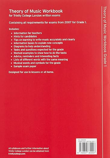Theory of Music Workbook Grade 1 (2007) By Trinity College London