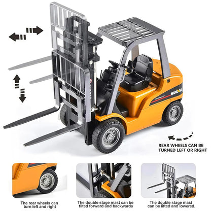 Engineering Construction RC Forklift Truck 2.4GHz Alloy Engineering Vehicle with LED Lights & Sounds, App and Remote Controlled
