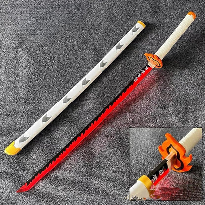 Rengoku Wooden Katana 42cm with Stand