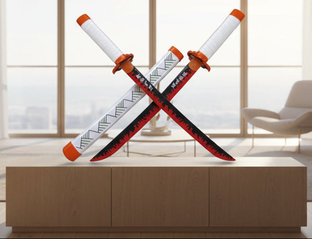 Rengoku Wooden Katana 42cm with Stand (Demon Slayer)