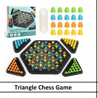 Chain Triangle Chess Game Triggle Rubber Band Game for Kids & Adults, Fun Family Board Game, Brain Teaser Puzzle, Interactive Chess Set for 2-4 Players