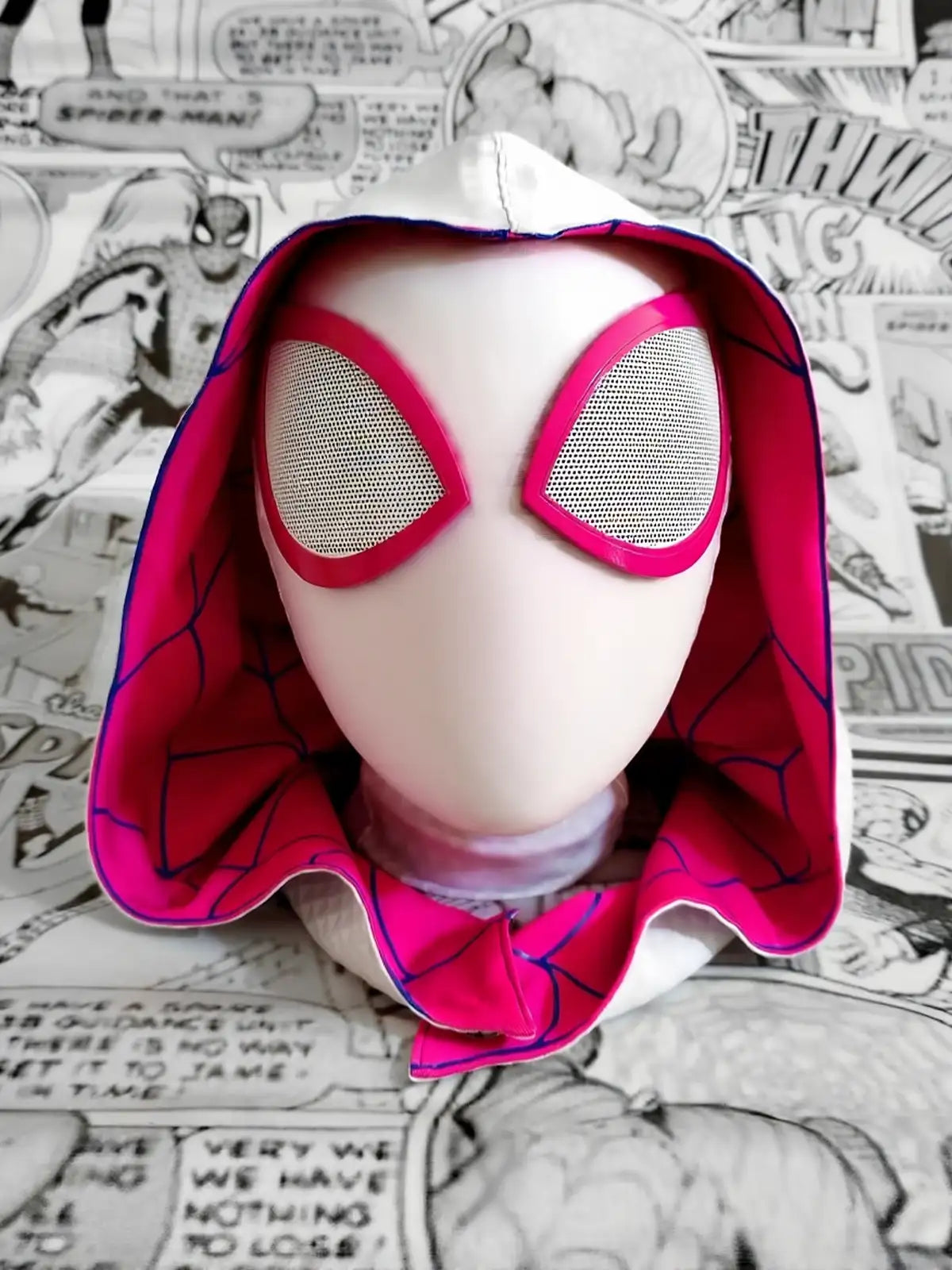Spider-Gwen Mask With Hood (Full Headpiece)