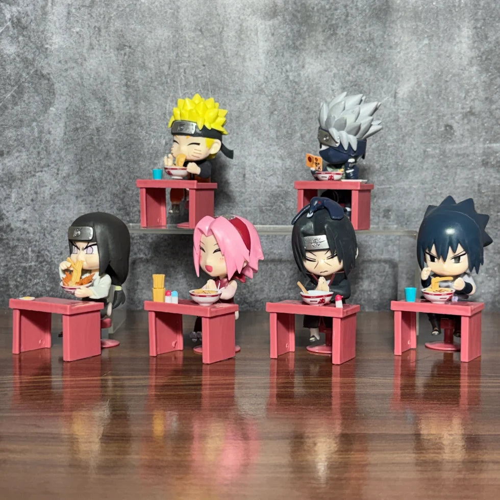 Naruto Family Having Dinner Set of 6 Characters Anime Collectible Mini Figures