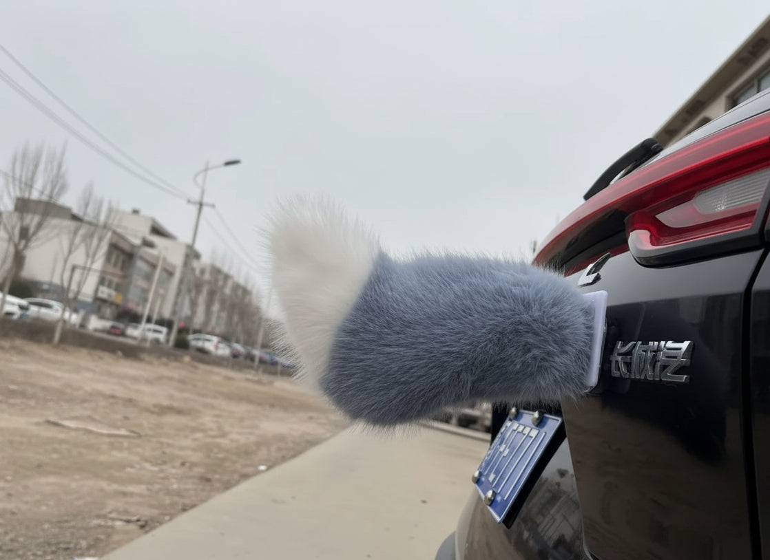 Funny Electric Furry Kitty Moving Tail Rechargeable With Remote Control Cute Funny Auto Decor Accessory