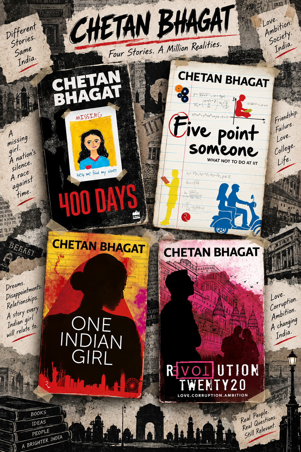 [COMBO] Chetan Bhagat 4 Books: 400 Days, One Indian Girl, Five Point Someone, Revolution Twenty 20