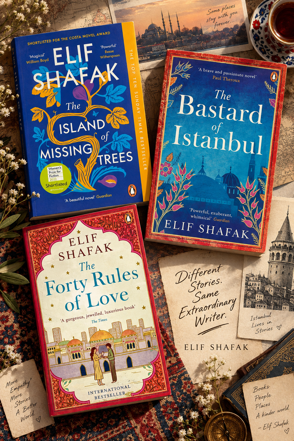 [COMBO] Elif Shakaf 3 Books: The Island of Missing Trees, The Bastard of Istanbul, The Forty Rules of Love