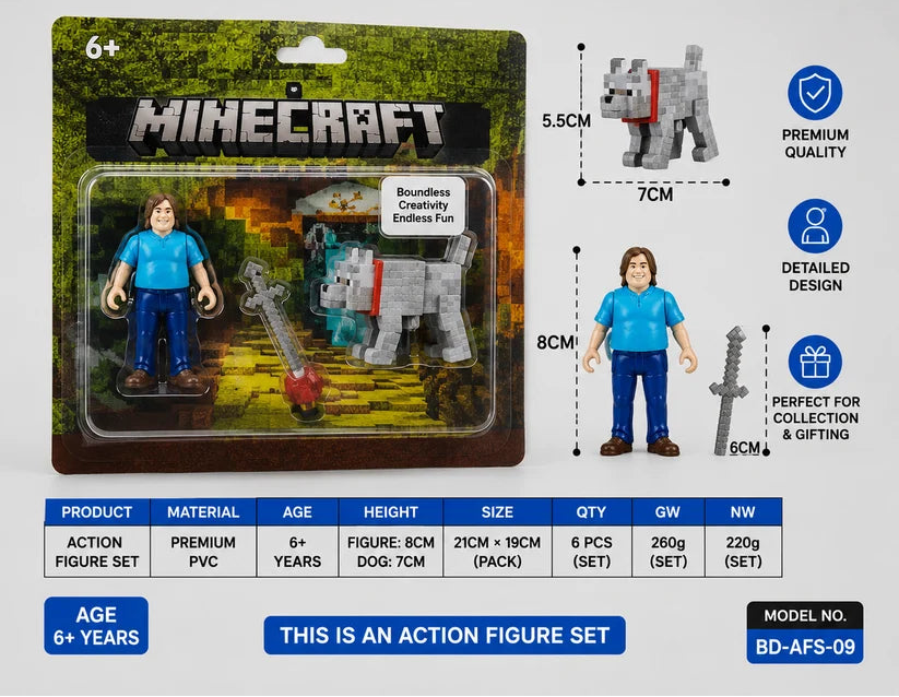 Minecraft Main Character Steve Set Action Figure
