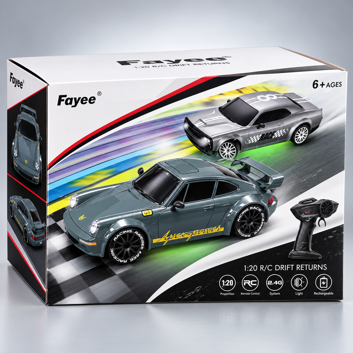 Remote Control Car RC Drift Car with LED Lights Drifting Tire Toy Cars for Adults Boys (Gray Green)