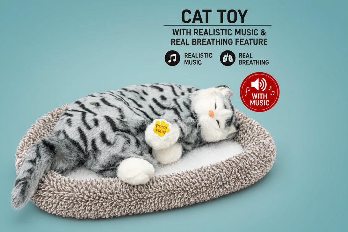 Breathing Big Cute Cat Stuffed Toy with light and sound Remote Control 3-4 modes